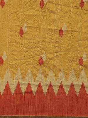 Mustard woven raw silk saree with blouse 5