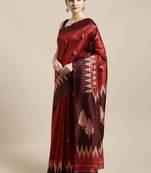 Red woven raw silk saree with blouse