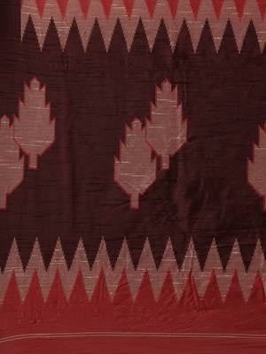 Red woven raw silk saree with blouse 4