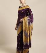 Purple woven raw silk saree with blouse