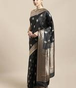 Grey woven silk blend saree with blouse