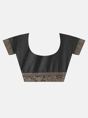 Grey woven silk blend saree with blouse 3