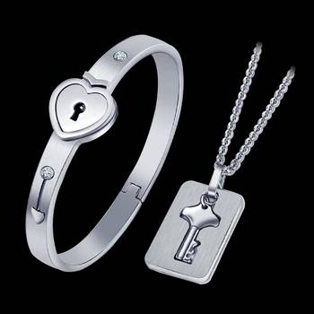 Saizen Stainless Steel Crystal Silver Couple Bracelet Set 2
