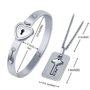 Saizen Stainless Steel Crystal Silver Couple Bracelet Set 3