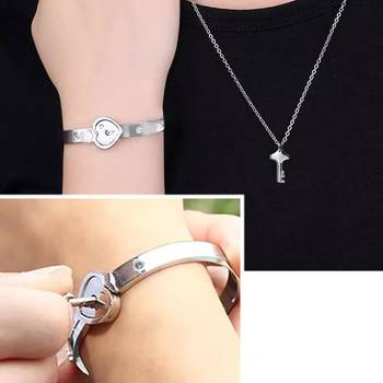 Saizen Stainless Steel Crystal Silver Couple Bracelet Set 4