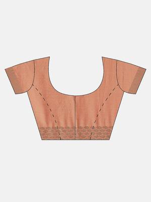 Peach woven silk blend saree with blouse 3