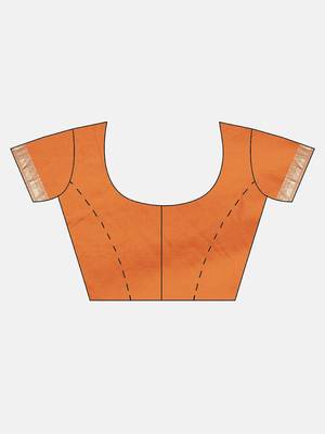 Orange woven silk blend saree with blouse 3