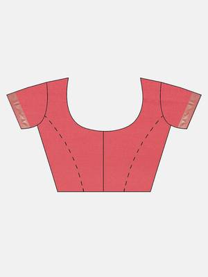 Pink woven silk blend saree with blouse 3