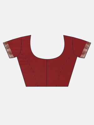 Maroon woven silk blend saree with blouse 3