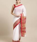 White woven cotton saree with blouse