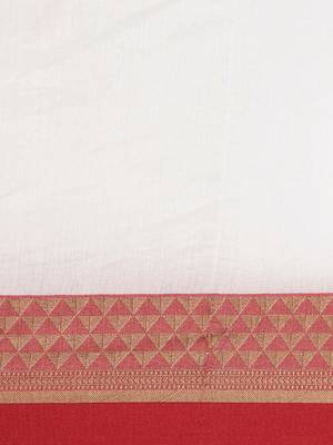 White woven cotton saree with blouse 5