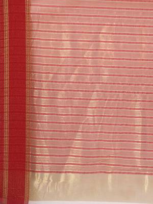 White woven cotton saree with blouse 4