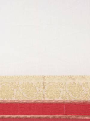 White woven cotton saree with blouse 5