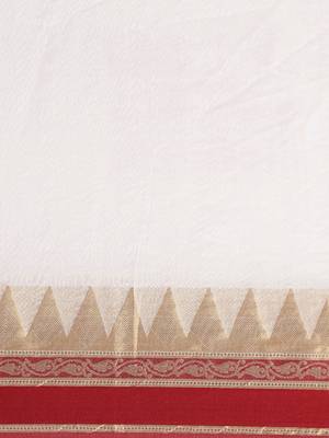 White woven cotton saree with blouse 5