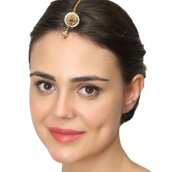 Gold Pearl Maang Tikka 1