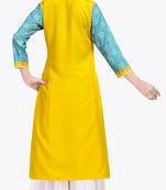 Yellow printed crepe kurtas-and-kurtis