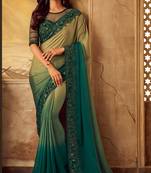 Multicolor embroidered satin saree with blouse