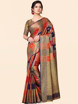 Multicolor woven paithani silk saree with blouse 1