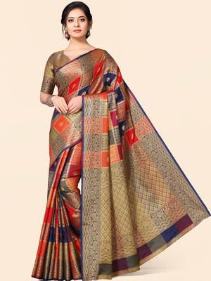 Multicolor woven paithani silk saree with blouse 2