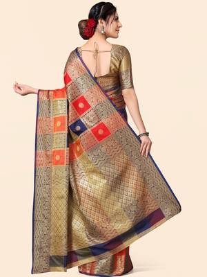 Multicolor woven paithani silk saree with blouse 3