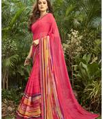  pink printed georgette saree with blouse