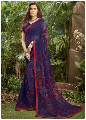  multicolor printed georgette saree with blouse 1