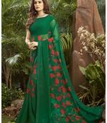  green printed georgette saree with blouse