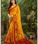  orange printed georgette saree with blouse
