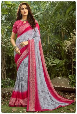  multicolor printed georgette saree with blouse 1