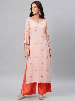 Peach plain rayon salwar 1