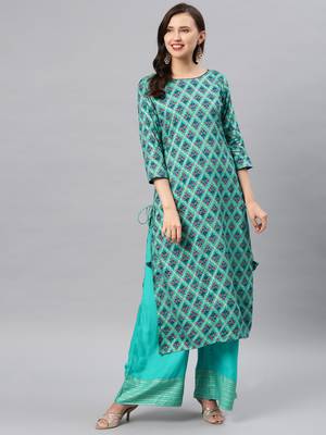 Turquoise plain rayon salwar 1