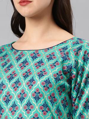 Turquoise plain rayon salwar 2