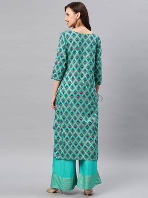 Turquoise plain rayon salwar 3