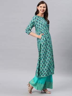 Turquoise plain rayon salwar 4