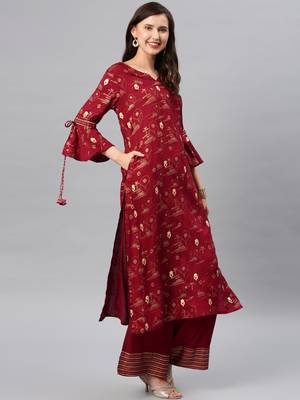 Maroon plain rayon salwar 1