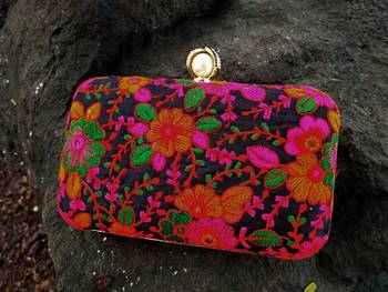 bagzVela Kutch Embroidered Box Clutch 1