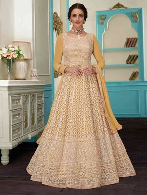 Light Yellow Designer Wedding Anarkali Suit 1