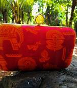 bagzVela Maroon Egyptian Print Multicolored Box Clutch Purse