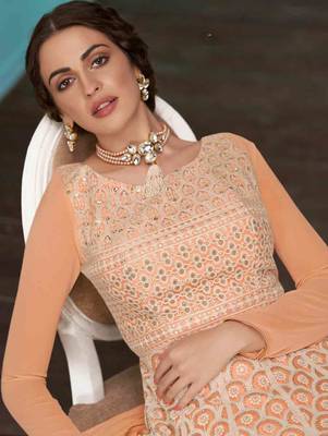 Light Orange Designer Wedding Anarkali Suit 2