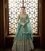 Sky-blue embroidered santoon salwar