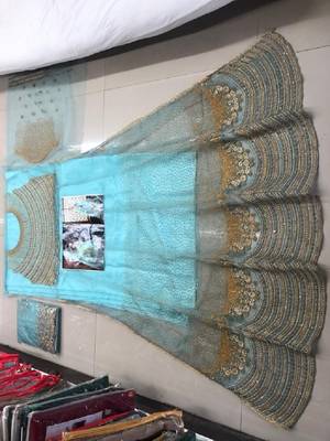 Sky-blue embroidered santoon salwar 2
