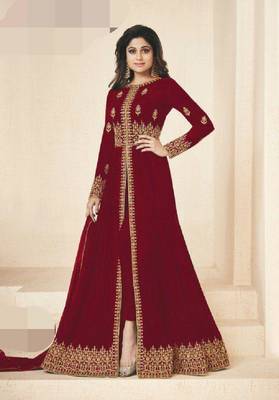 Maroon embroidered santoon salwar 1