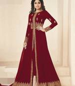 Maroon embroidered santoon salwar