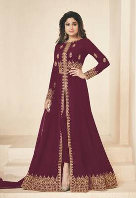Dark-purple embroidered santoon salwar 1