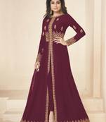 Dark-purple embroidered santoon salwar