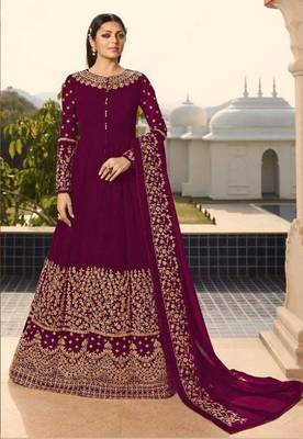 Purple embroidered santoon salwar 1