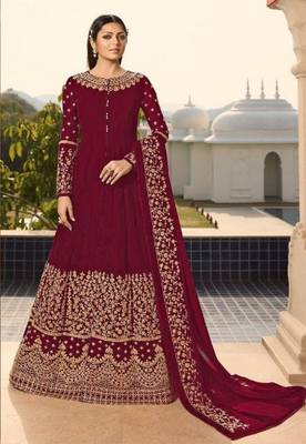 Maroon embroidered santoon salwar 1