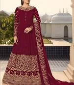 Maroon embroidered santoon salwar