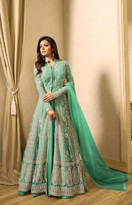 Green embroidered santoon salwar 1