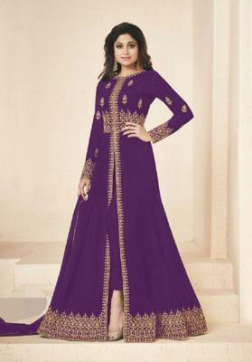 Purple embroidered santoon salwar 1